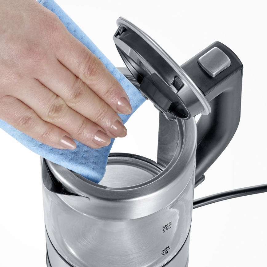 Severin WK 3472 - Bollitore elettrico rapido 0,5 l 1100 W/230 V acciaio inox/vetro