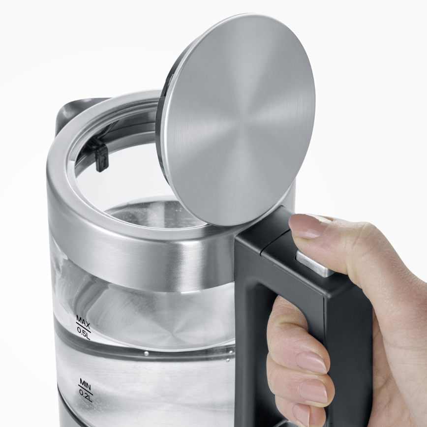 Severin WK 3472 - Bollitore elettrico rapido 0,5 l 1100 W/230 V acciaio inox/vetro