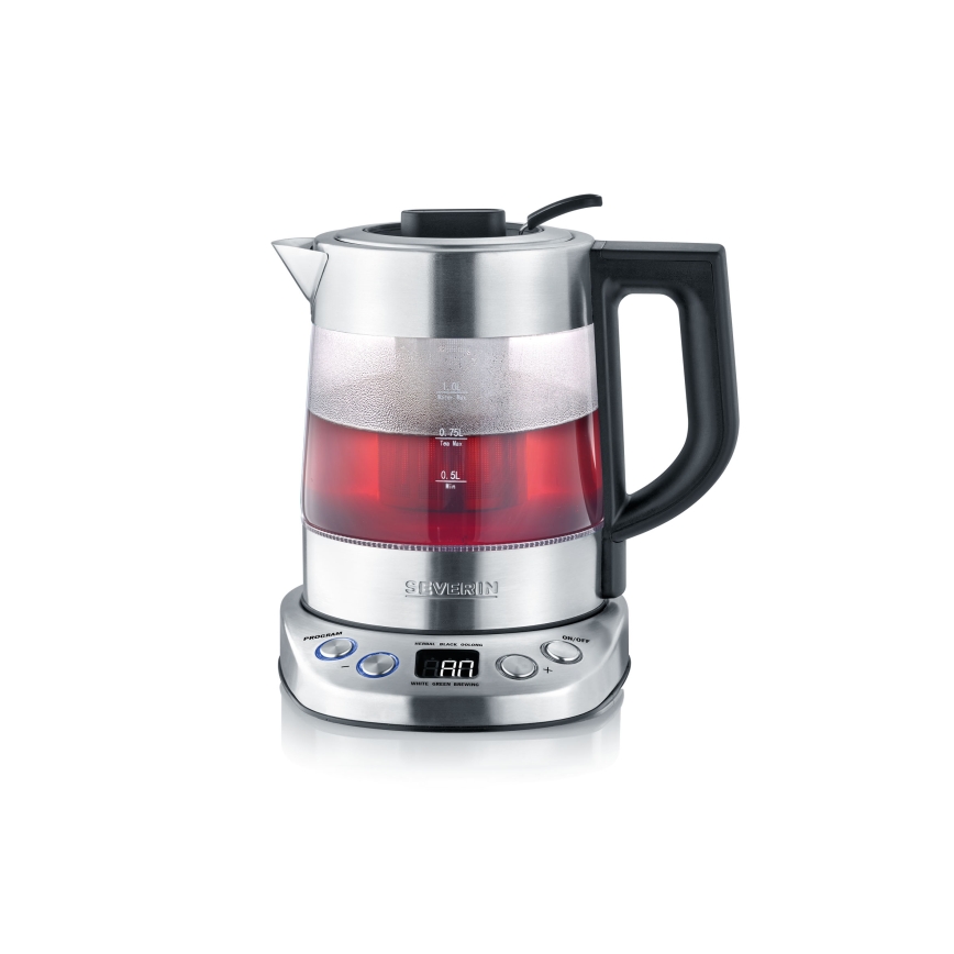 Severin WK 3473 - Bollitore rapido con filtro, 1 l, 2200W/230V, acciaio inox/vetro