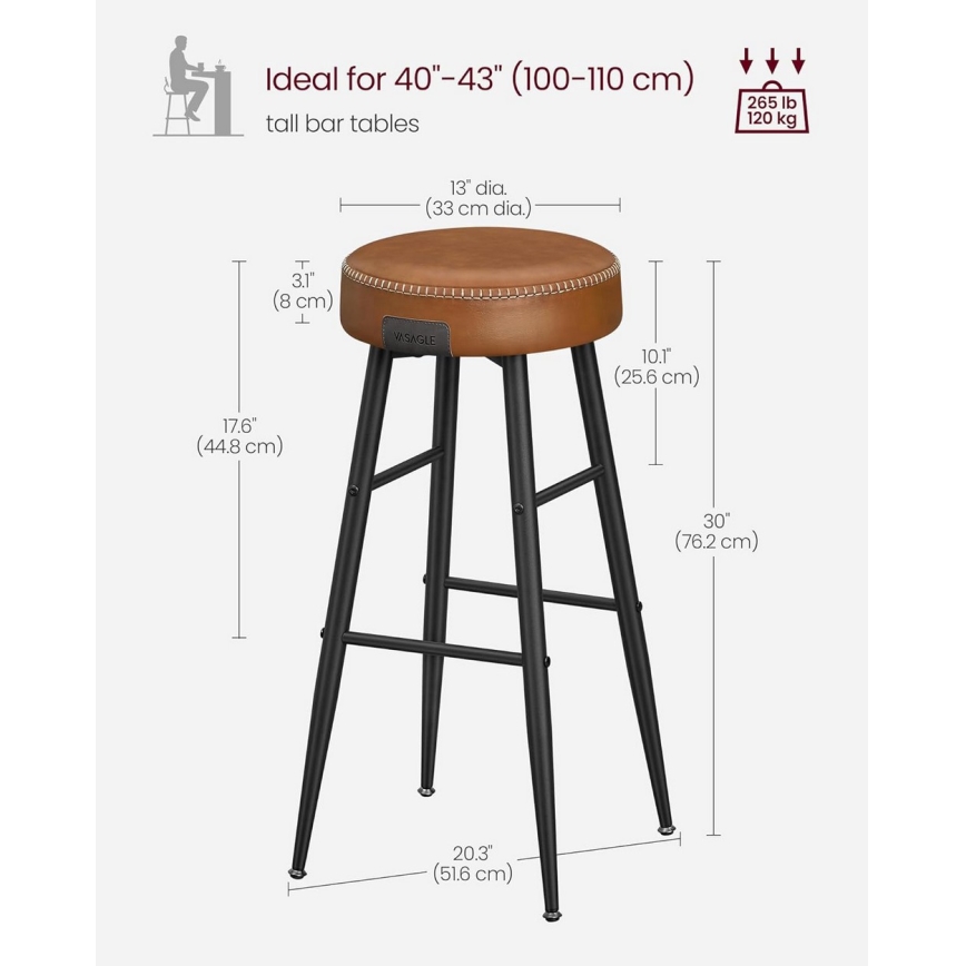 Sgabello da bar LIOR marrone/nero