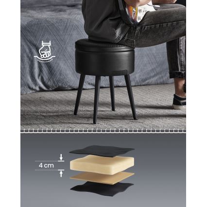 Sgabello in pelle CORE nero