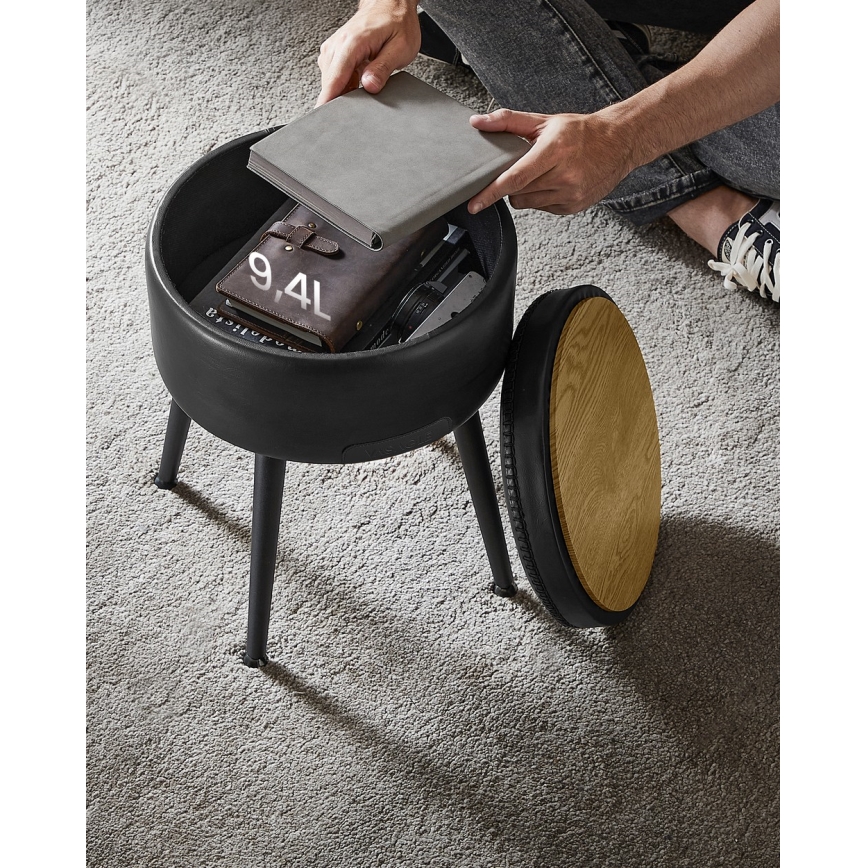 Sgabello in pelle CORE nero