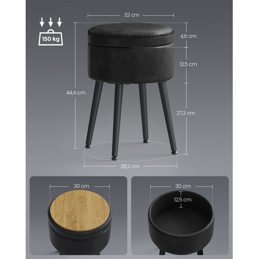 Sgabello in pelle CORE nero