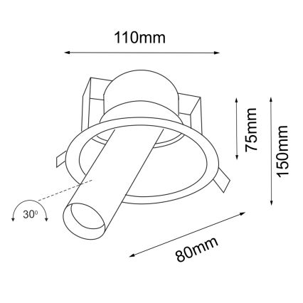 Shilo - Faretto da incasso 1xGU10/15W/230V d. 11 cm nero