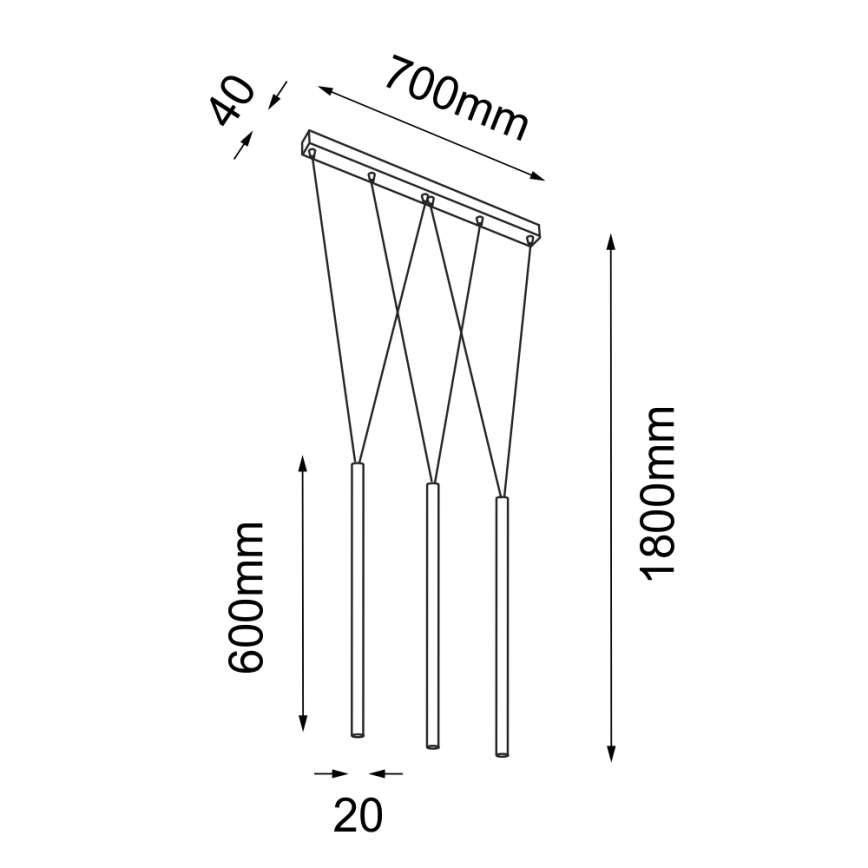 Shilo - Lampadario su filo 3xG9/10W/230V