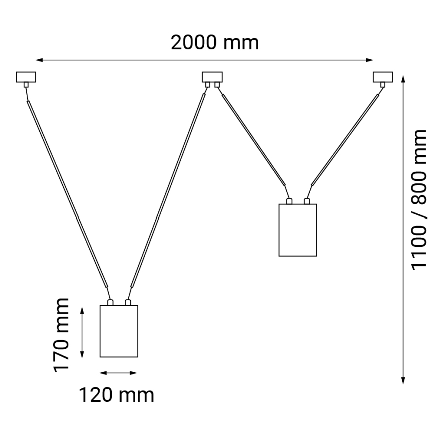 Shilo - Lampadario a sospensione con filo 2xGU10/15W/230V ragno nero
