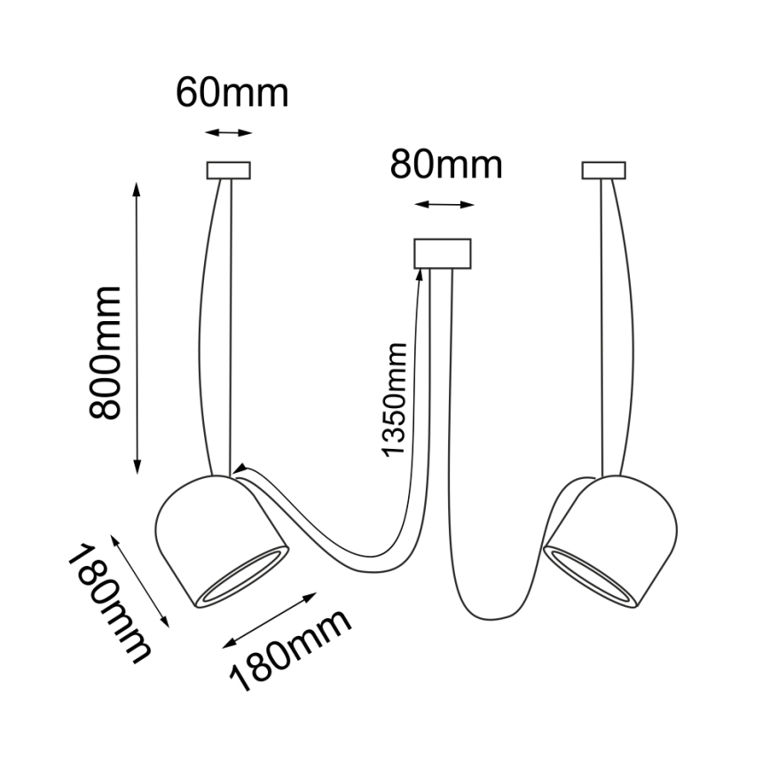 Shilo - Lampadario a sospensione con filo 2xE14/15W/230V ragno nero