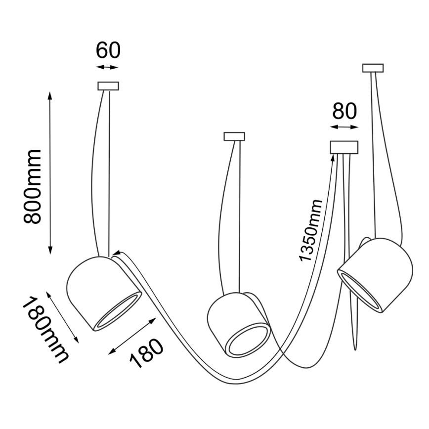 Shilo - Lampadario a sospensione con filo 3xE14/15W/230V ragno nero