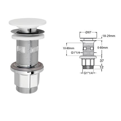 Silfra - Piletta per lavabo Ø 6,7 cm bianco/cromo lucido