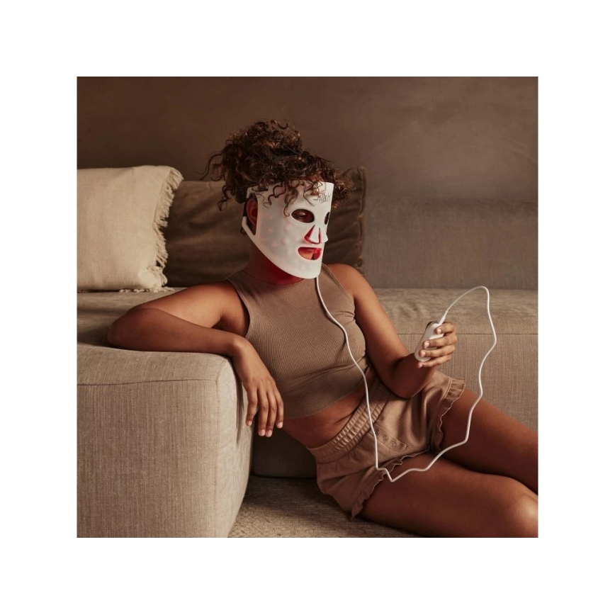 Silk’n - LED RGB maschera facciale terapeutica LED/5V 2000 mAh bianca + telecomando