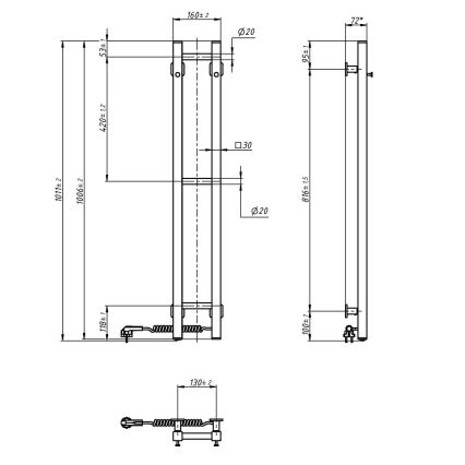 SILOUETTE Scaldasalviette elettrico 187 W/230 V 101,1 cm IP44 Bianco Destro Quadrato