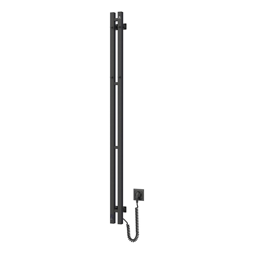 SILOUETTE Scaldasalviette elettrico con termostato, 200 W / 230 V, 150,6 cm, IP44, nero, lato destro