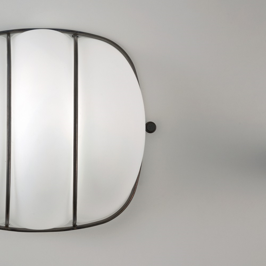 SIRU - Applique CAGE 1xGX53/10W/230V 20 cm nero/bianco Vetro veneziano