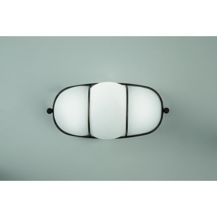 SIRU - Applique CAGE 1xGX53/10W/230V 22 cm nero/bianco Vetro veneziano