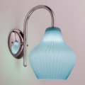 SIRU - Applique LONDON 1xE27/60W/230V blu/cromo lucido Vetro veneziano