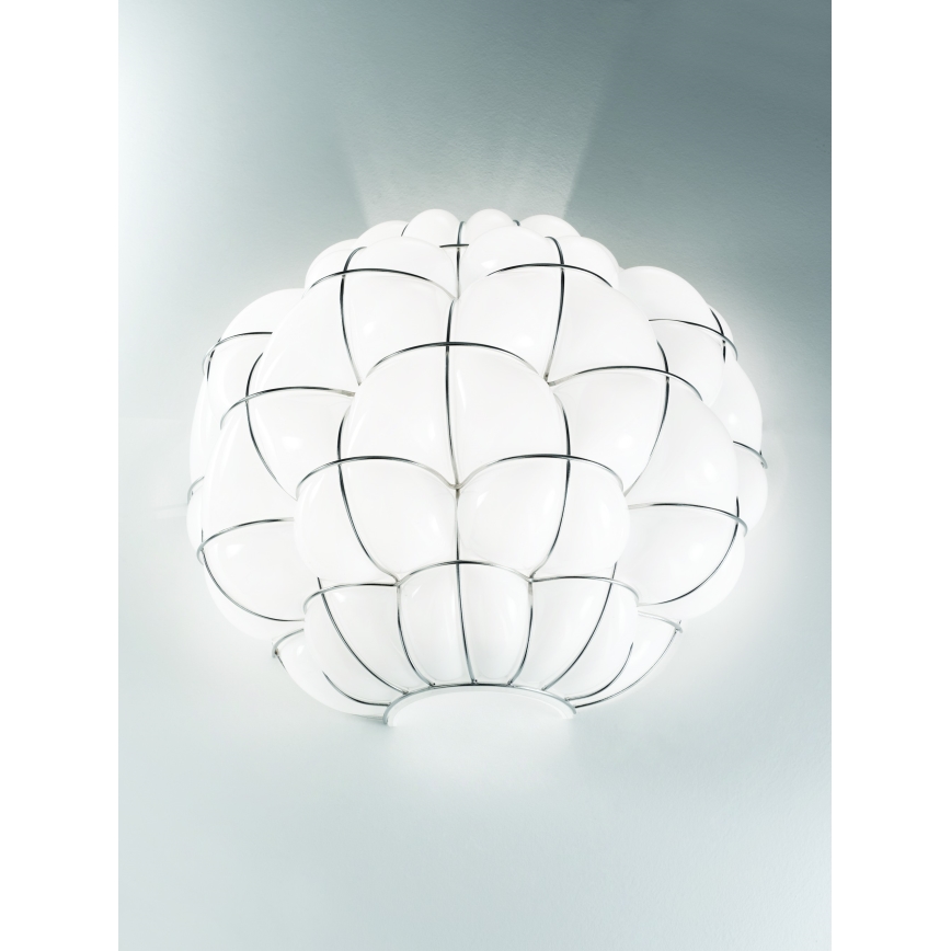 SIRU - Applique POUFF 1xE27/60W/230V cromo lucido/bianco Vetro veneziano