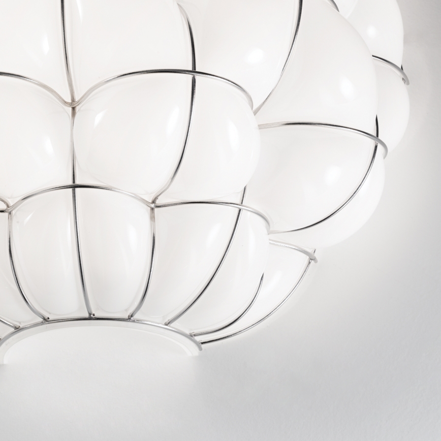 SIRU - Applique POUFF 1xE27/60W/230V cromo lucido/bianco Vetro veneziano