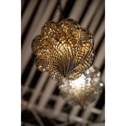 SIRU - Lampadario a sospensione con catena GOCCIA 1xE27/60W/230V diametro 25 cm beige/marrone Vetro veneziano