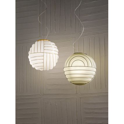 SIRU - Lampadario a sospensione con filo CARTESIO 1xE27/60W/230V oro/bianco Vetro veneziano