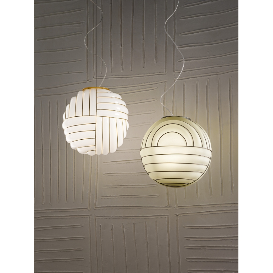 SIRU - Lampadario a sospensione con filo CARTESIO 1xE27/60W/230V oro/bianco Vetro veneziano