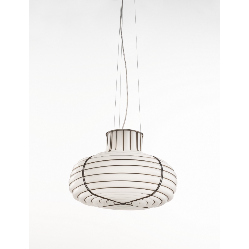 SIRU - Lampadario a sospensione con filo CHAPEAU 2xE14/40W/230V cromo opaco/bianco Vetro veneziano
