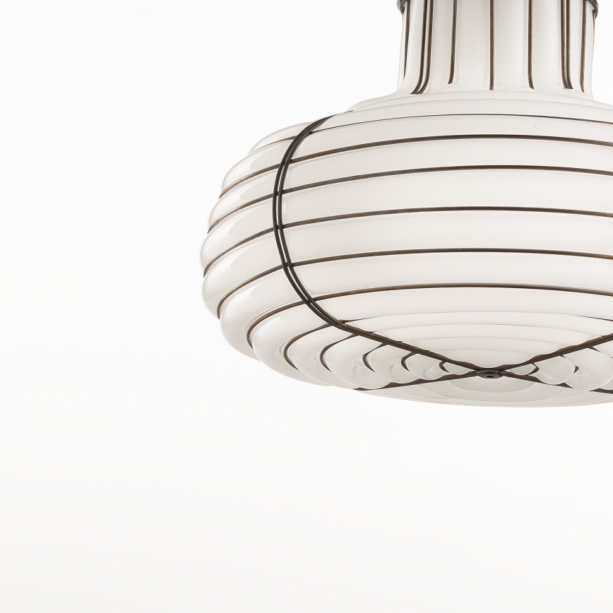 SIRU - Lampadario a sospensione con filo CHAPEAU 2xE14/40W/230V cromo opaco/bianco Vetro veneziano