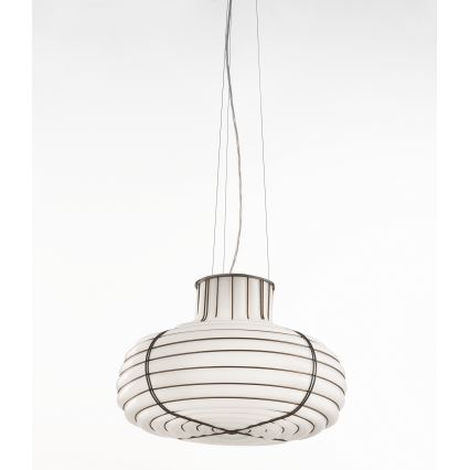 SIRU - Lampadario a sospensione con filo CHAPEAU 2xE14/40W/230V cromo opaco/bianco Vetro veneziano