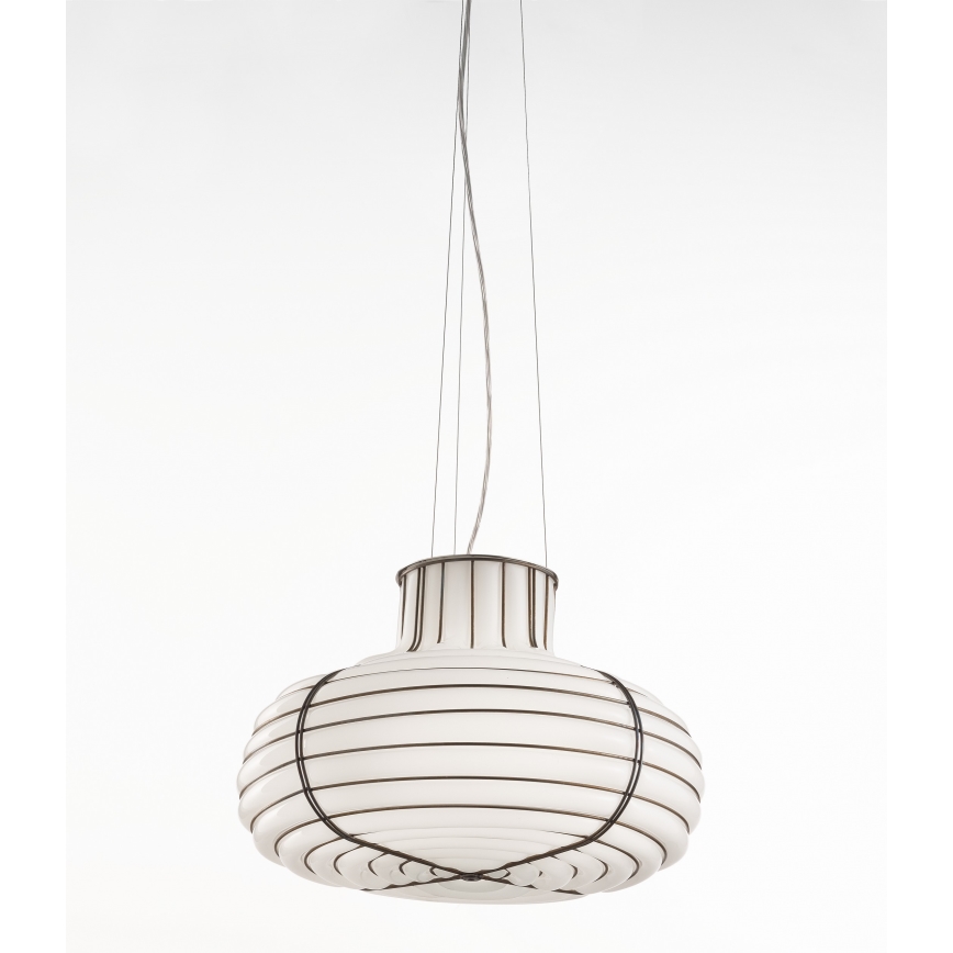 SIRU - Lampadario a sospensione con filo CHAPEAU 2xE14/40W/230V cromo opaco/bianco Vetro veneziano