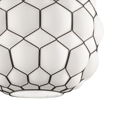 SIRU - Lampadario a sospensione con filo GALAPAGOS 1xE27/60W/230V nero/bianco Vetro veneziano