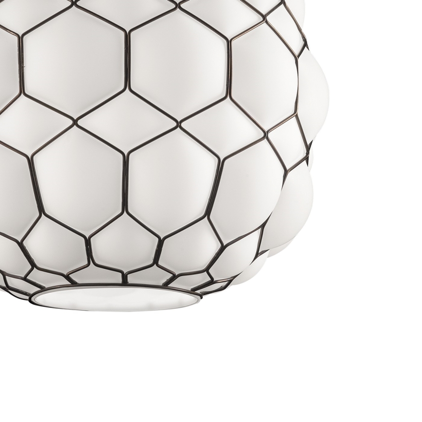 SIRU - Lampadario a sospensione con filo GALAPAGOS 1xE27/60W/230V nero/bianco Vetro veneziano