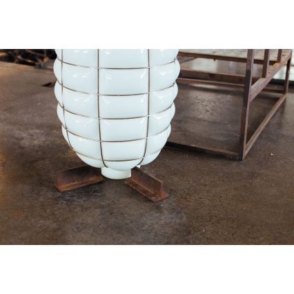 SIRU - Lampadario a sospensione con filo LANTERNA 1xE27/60W/230V diametro 32 cm nero/bianco Vetro veneziano