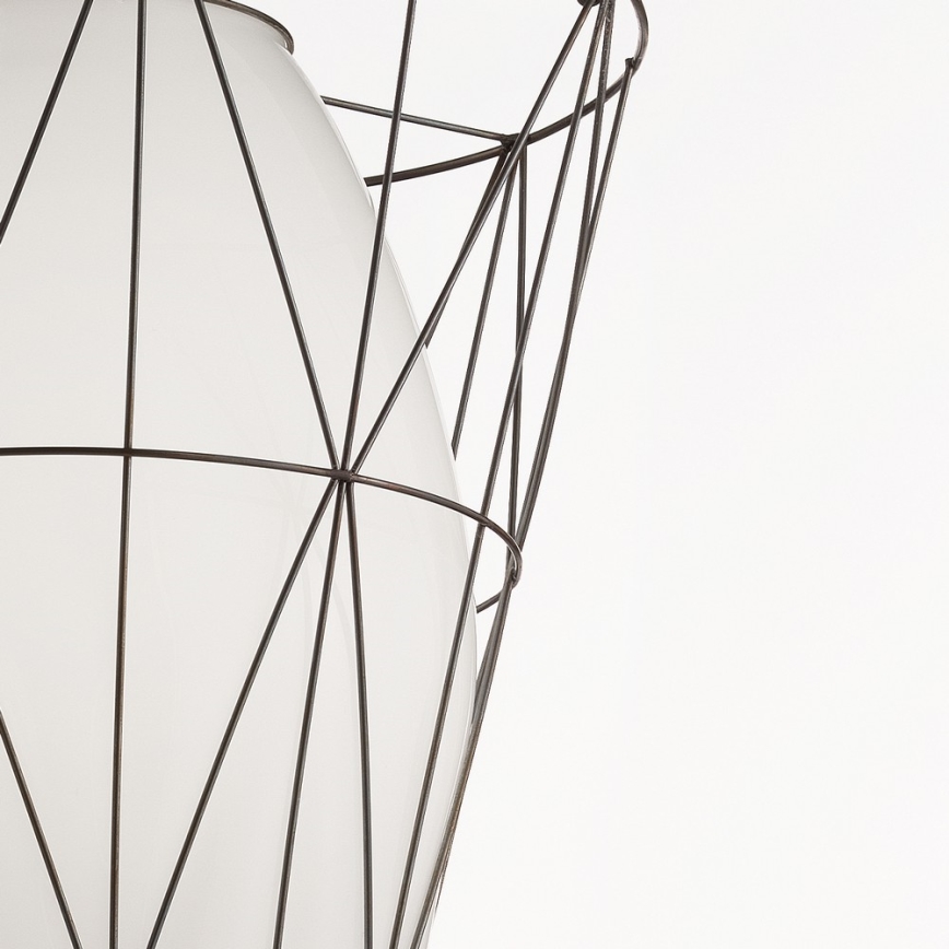 SIRU - Lampadario a sospensione con filo SEGNI 1xE27/60W/230V nero/bianco Vetro veneziano