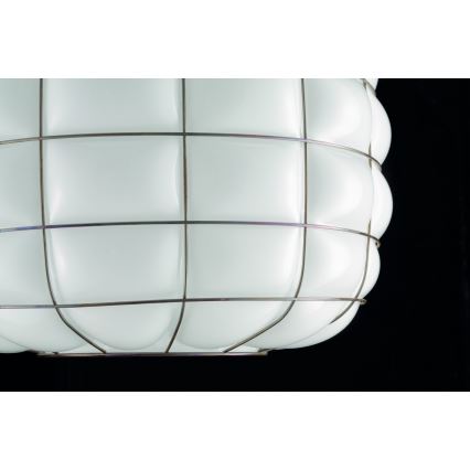 SIRU - Lampadario a sospensione con filo TERRA 1xE27/60W/230V nero/bianco Vetro veneziano