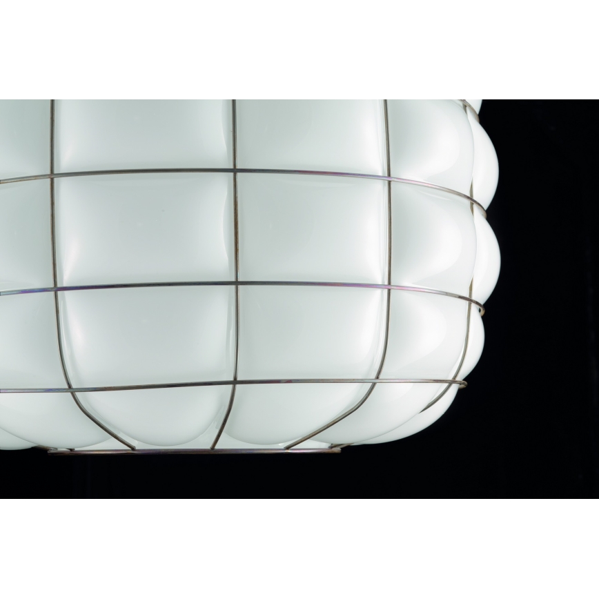 SIRU - Lampadario a sospensione con filo TERRA 1xE27/60W/230V nero/bianco Vetro veneziano