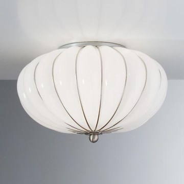 SIRU - Plafoniera GIOVE 2xE14/40W/230V diametro 29 cm cromo opaco/bianco Vetro veneziano