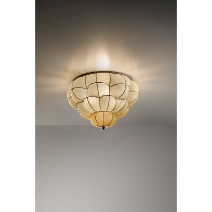 SIRU - Plafoniera POUFF 3xE27/60W/230V cromo lucido/beige Vetro veneziano