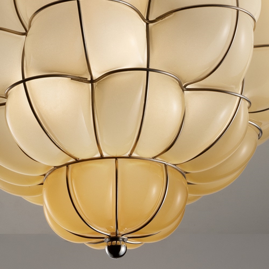 SIRU - Plafoniera POUFF 3xE27/60W/230V cromo lucido/beige Vetro veneziano