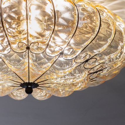 SIRU - Plafoniera SOLE 3xE14/40W/230V diametro 31 cm beige/cromo opaco Vetro veneziano