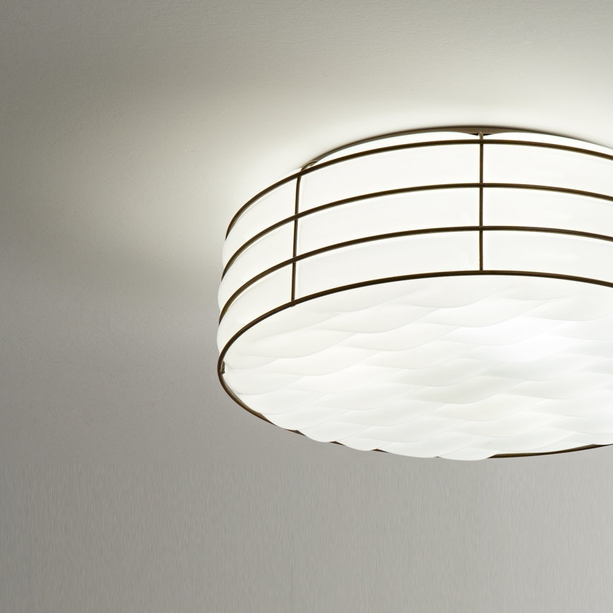 SIRU - Plafoniera TAMIS 3xE14/40W/230V nero/bianco Vetro veneziano