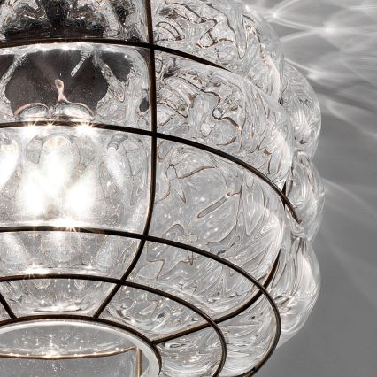 SIRU - Plafoniera TERRA 1xE27/60W/230V nero/limpido Vetro veneziano