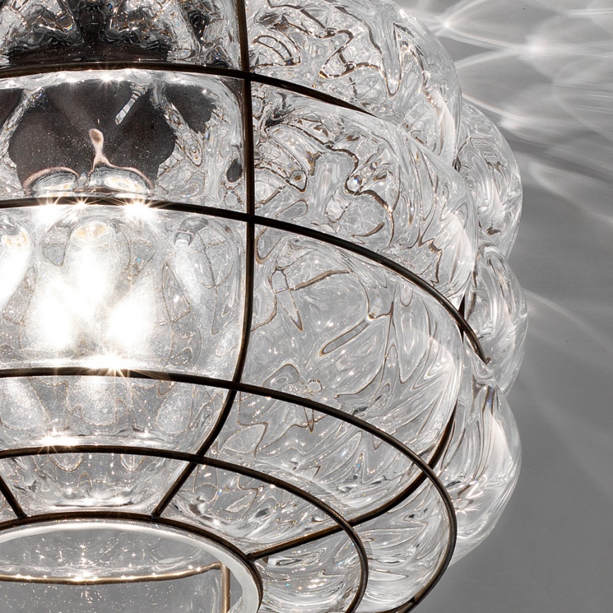 SIRU - Plafoniera TERRA 1xE27/60W/230V nero/limpido Vetro veneziano