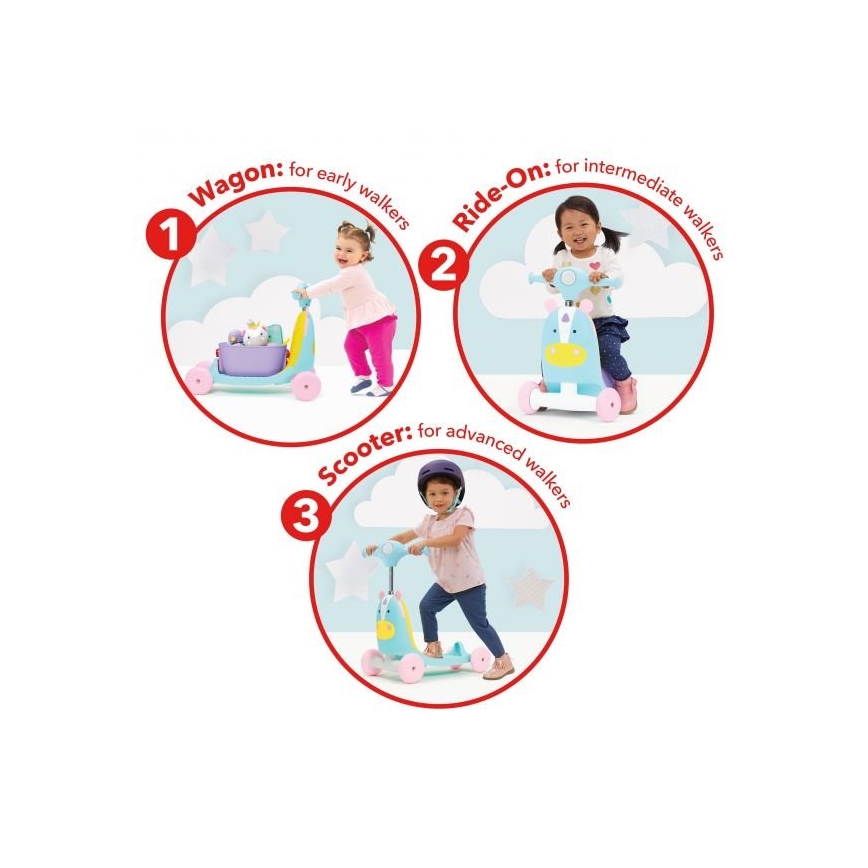 Skip Hop - Bici a spinta 3in1 ZOO unicorno 3xAAA