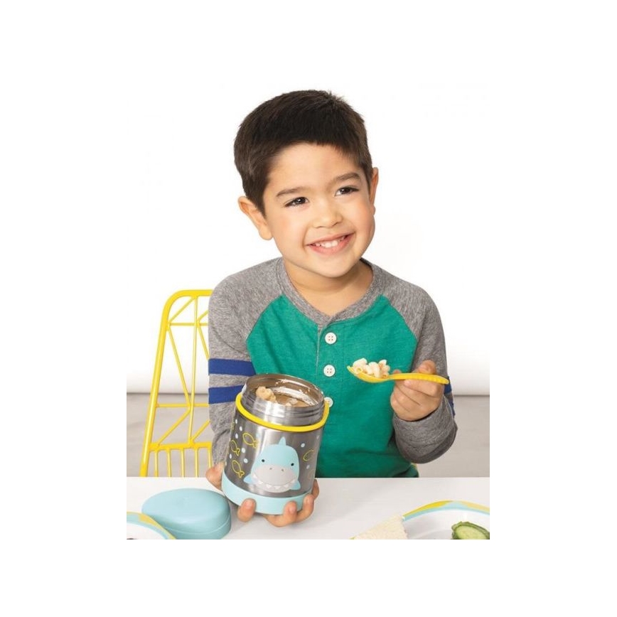 Skip Hop - Contenitore termico per alimenti con cucchiaio/forchetta ZOO 325 ml squalo