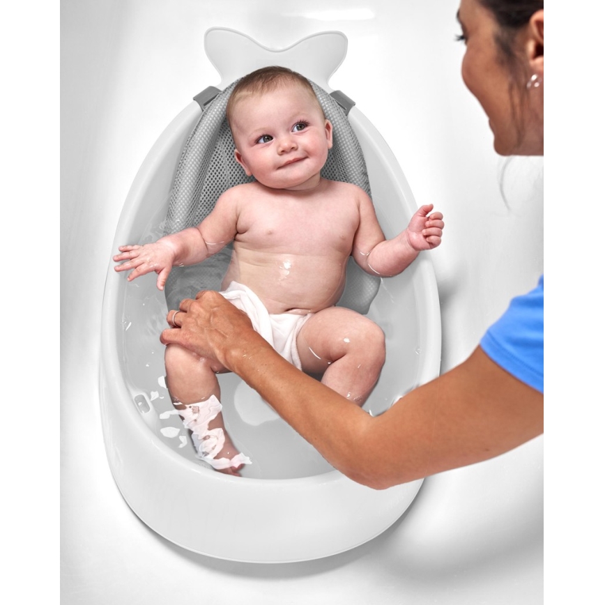 Skip Hop - Vaschetta da bagno ergonomica con tappetino MOBY 3 bianco