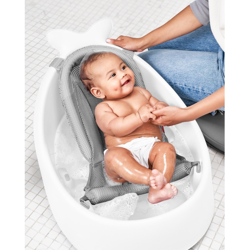 Skip Hop - Vaschetta da bagno ergonomica con tappetino MOBY 3 bianco