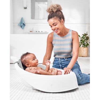 Skip Hop - Vaschetta da bagno ergonomica con tappetino MOBY 3 bianco