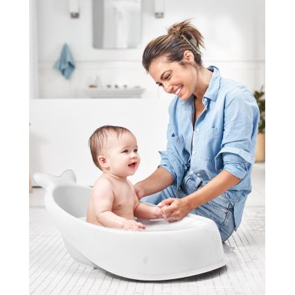 Skip Hop - Vaschetta da bagno ergonomica con tappetino MOBY 3 bianco