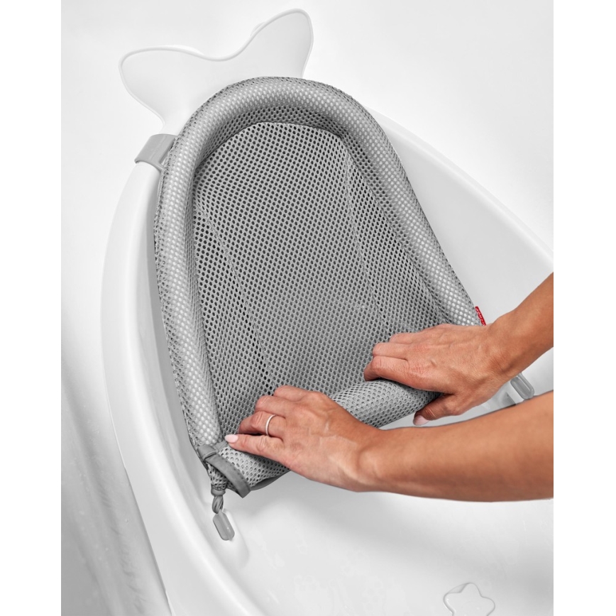 Skip Hop - Vaschetta da bagno ergonomica con tappetino MOBY 3 bianco