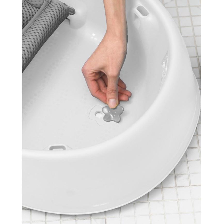 Skip Hop - Vaschetta da bagno ergonomica con tappetino MOBY 3 bianco