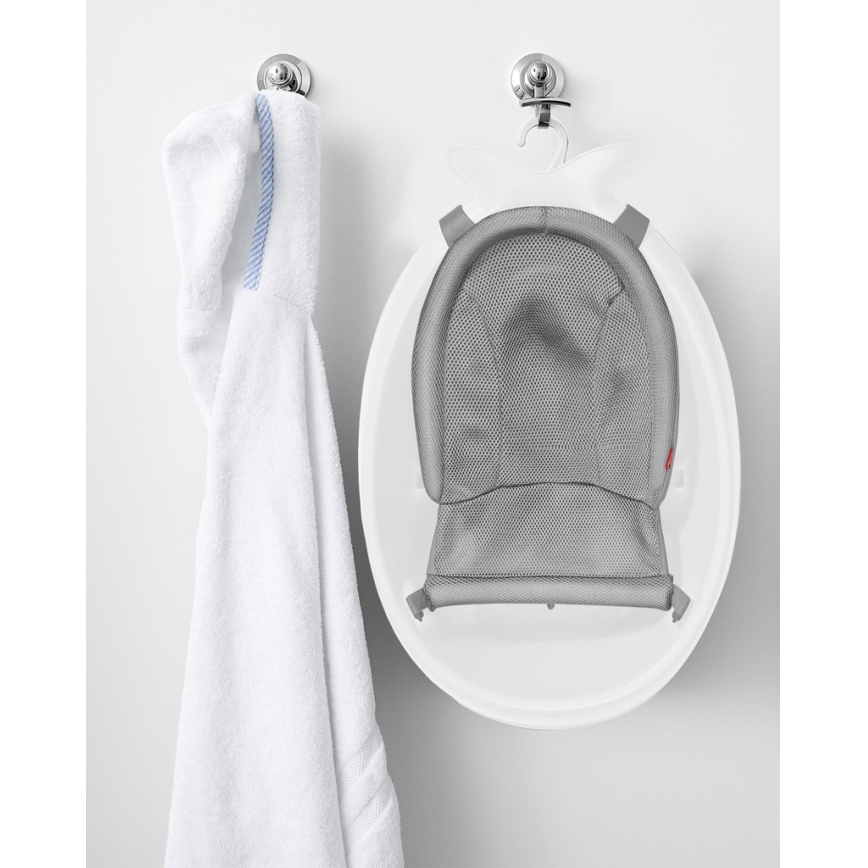 Skip Hop - Vaschetta da bagno ergonomica con tappetino MOBY 3 bianco